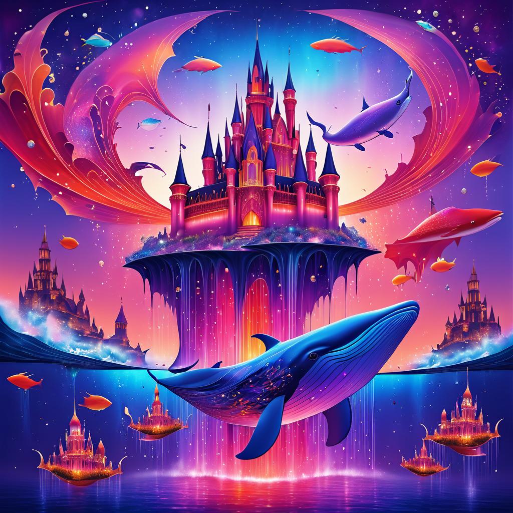 Surreal Castle on a Floating Whale