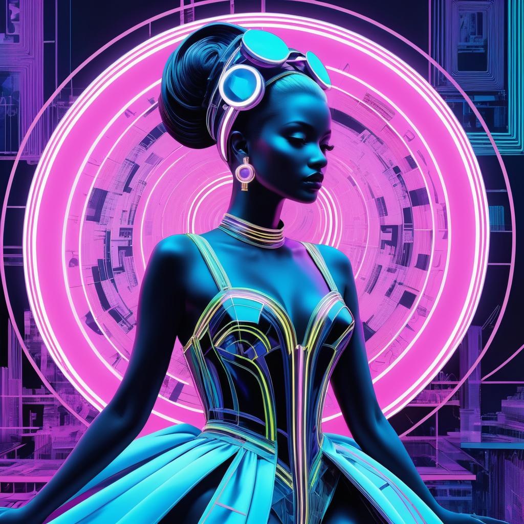 Futuristic Neon Goddess Art Illustration