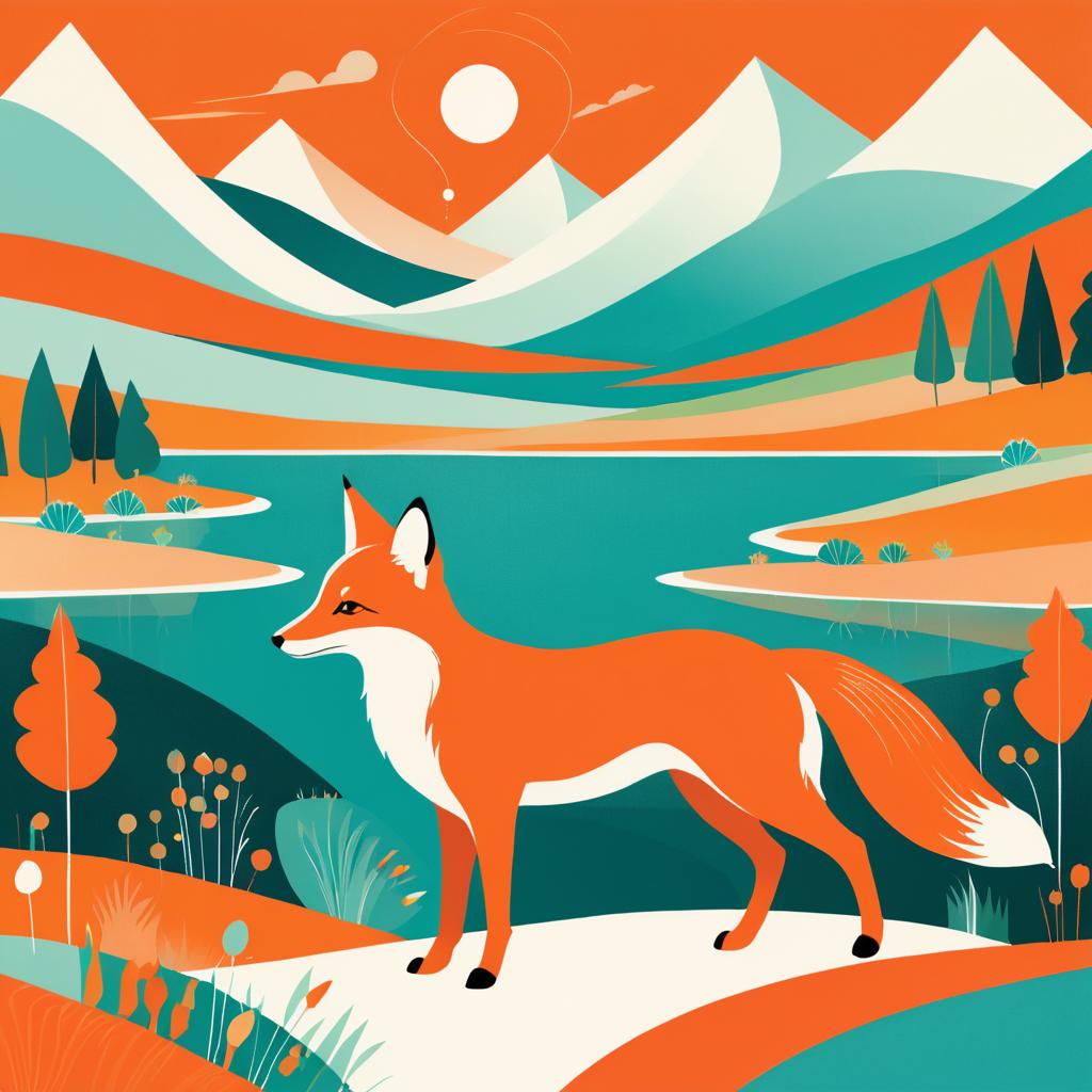 Whimsical Fox Art Print Doodle