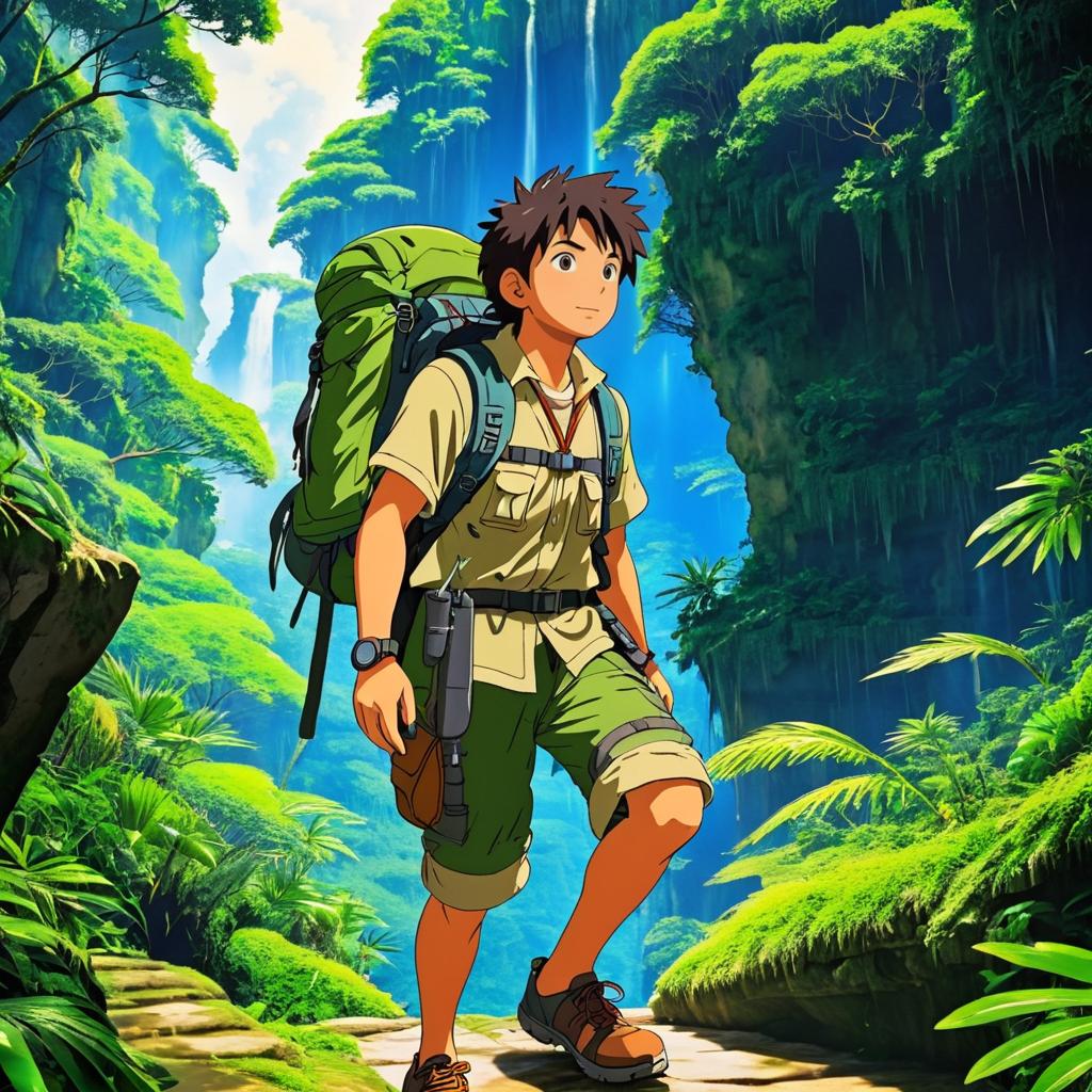 Anime Explorer in Ancient Jungle Ruins