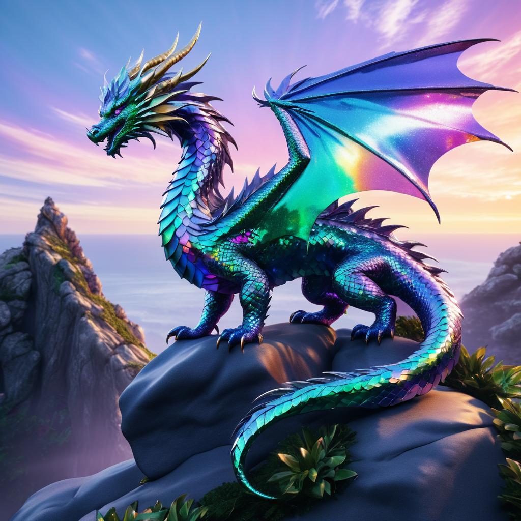 Majestic Hyper-Realistic Dragon on Cliff