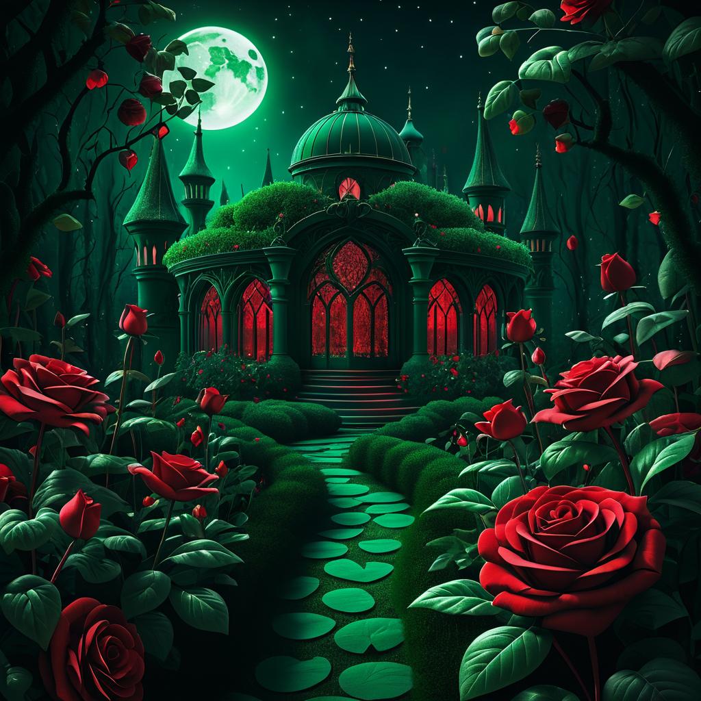 Cinematic Enchanted Rose Garden Illustration