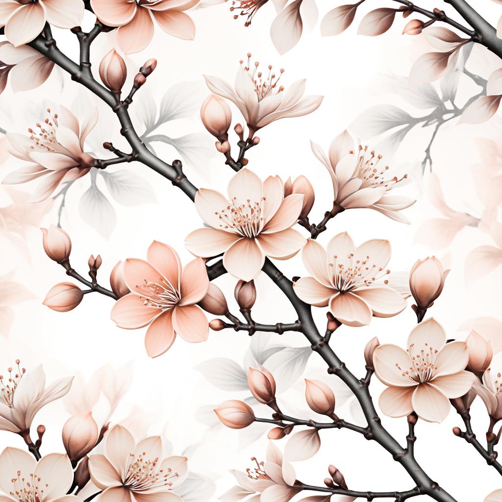 Vintage Botanical Cherry Blossom Tattoo Design