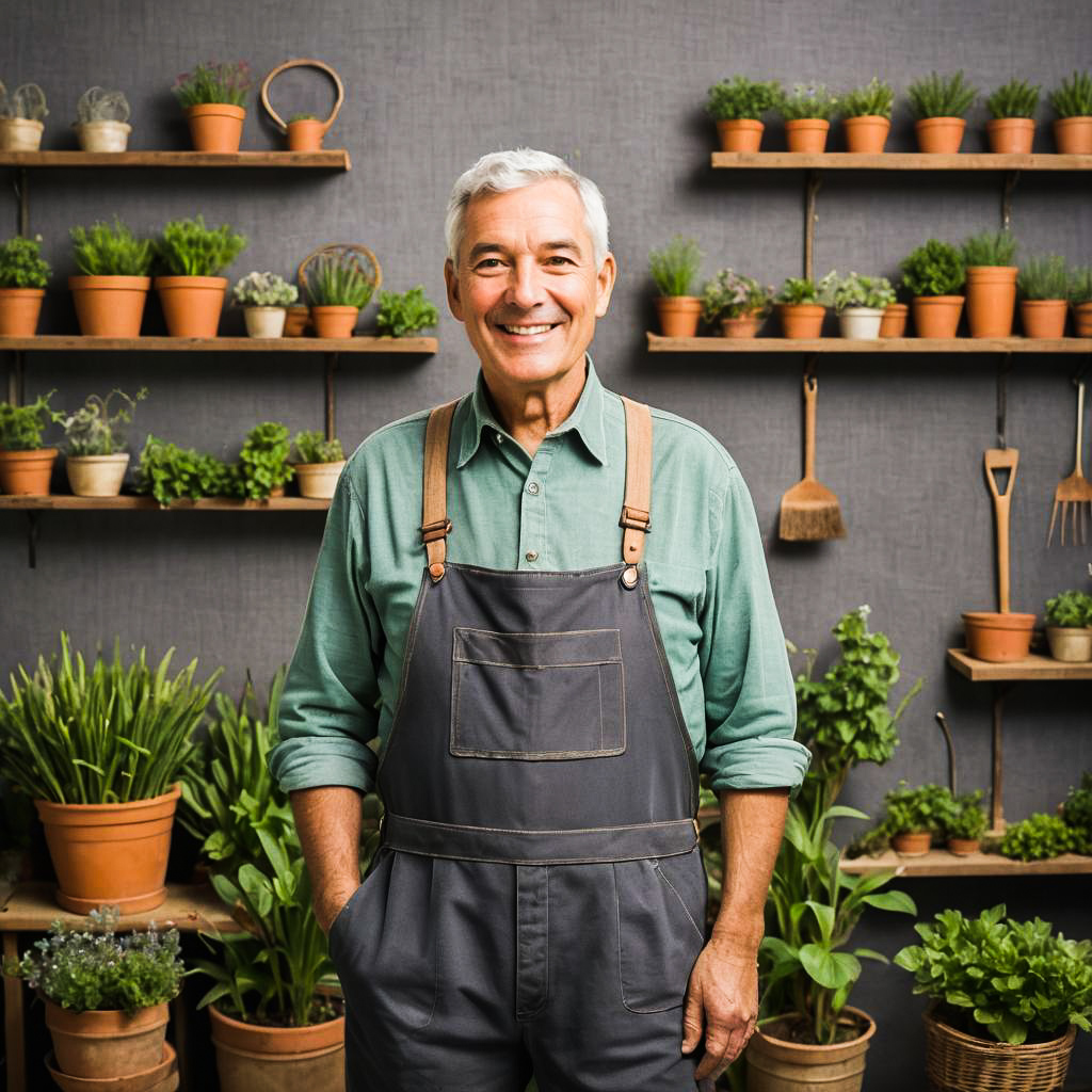 Charming Elderly Gardener Photoshoot