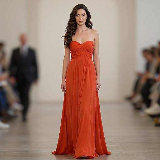 Elegant Burnt Orange Strapless Gown