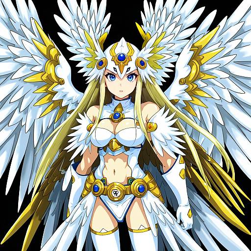 Illustration of Angewomon, digimon in the style of Kaigen 1025