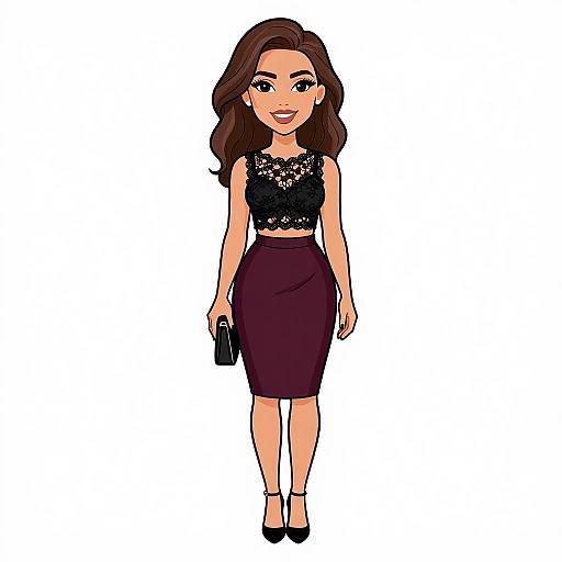 Elegant Woman in Black Lace Outfit