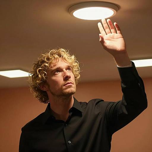 Portrait of a Serious Man in Warm Light