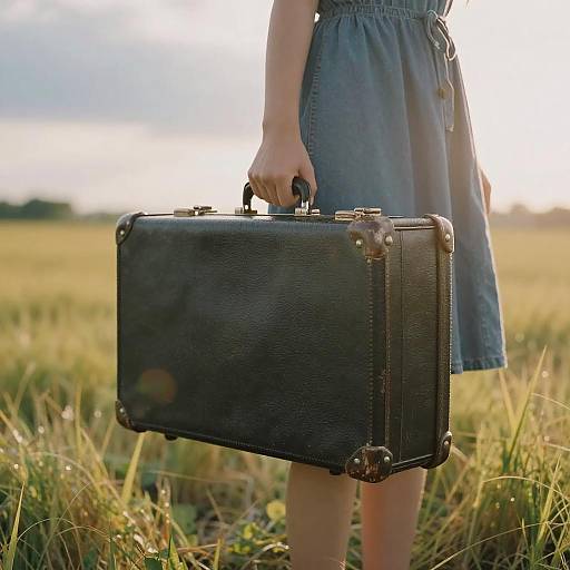 Side Close-Up: Girl with Suitcase