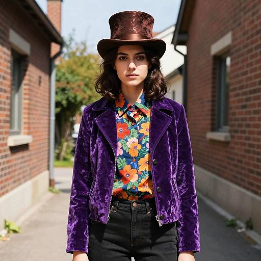 Young Woman in Sunny Alleyway