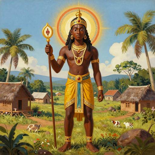 Celestial Guardian Over Serene Village