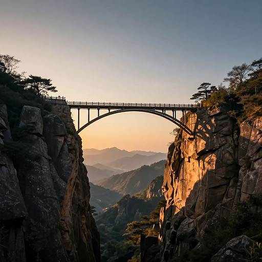 Ancient Living Shadow Bridge at Dawn