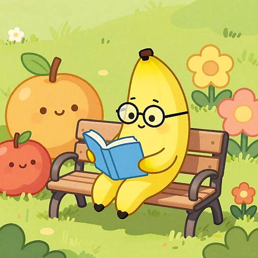 Whimsical Banana Reading in Park