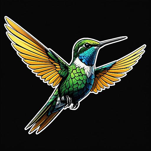 Colorful Hummingbird Sticker Art
