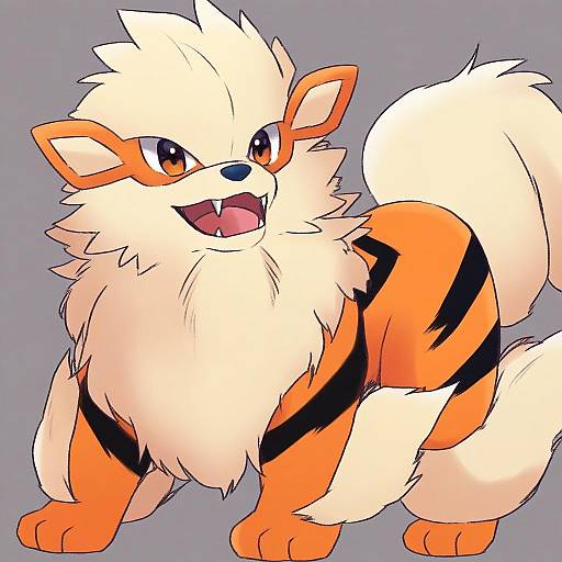 Illustration of Arcanine, pokemon in the style of Nigari (ngari 0115)
