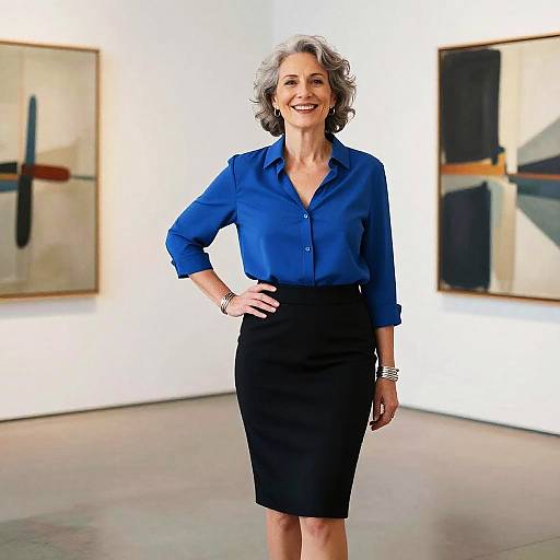 Stylish Middle-Aged Woman in Art Gallery