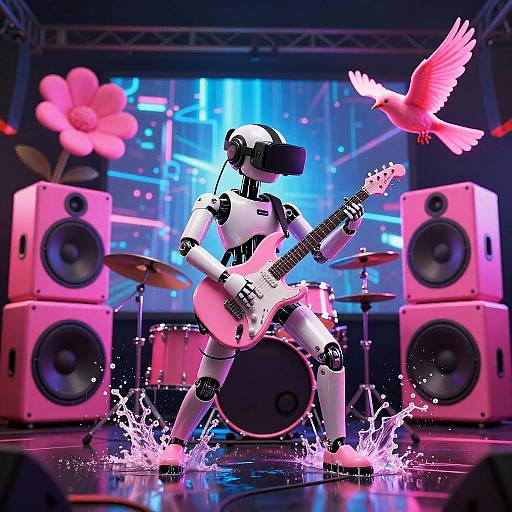 Laser Pink Android Rocking VR Concert