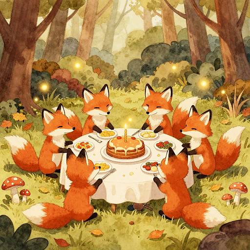 Playful Red Foxes' Autumn Feast