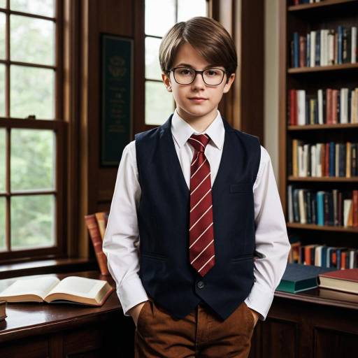 Boy in Professor Costume with Glasses and Tie