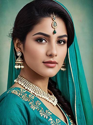 Close-up Woman in Dhoti Suit Jewelry