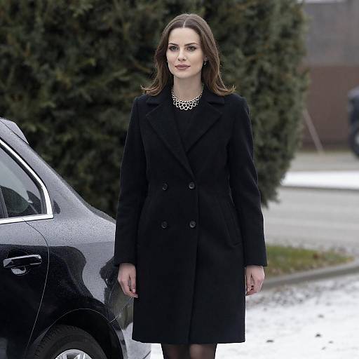 Elegant Woman by a Black Car