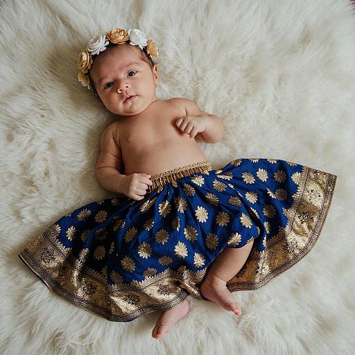 Newborn Baby in Ornate Janmashtami Dress