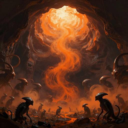 Luminescent Orange Abyss Landscape