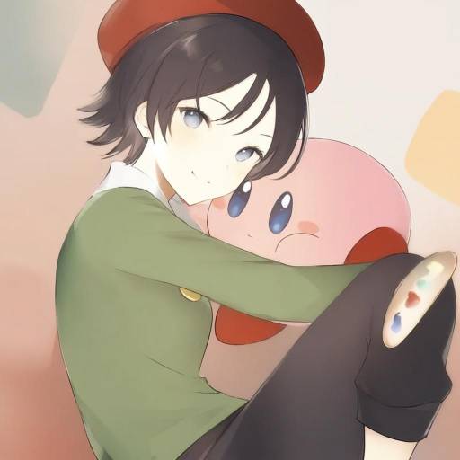 Illustration of Adeleine, kirby (series) in the style of Lpip