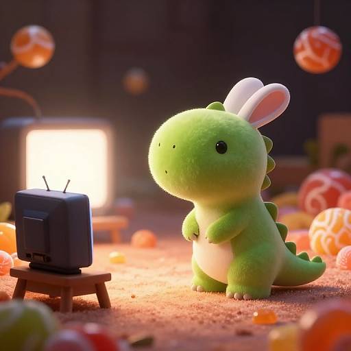 Cute Dinosaur Rabbit in Candyland