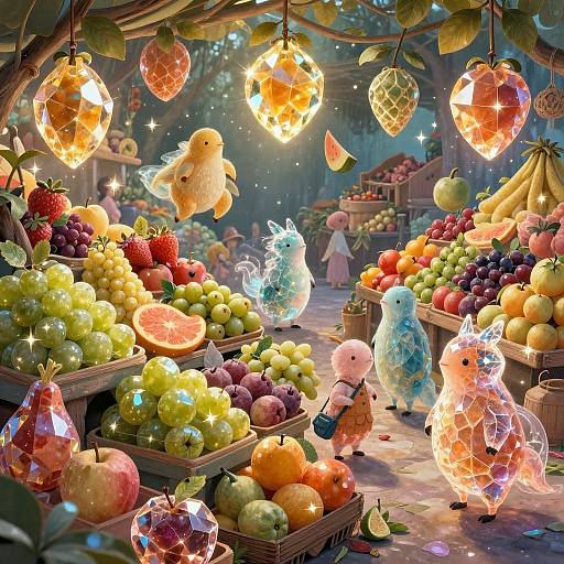 Surreal Crystalline Fantasy Fruit Market