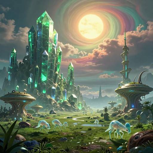 Alien Landscape with Crystalline Mountains