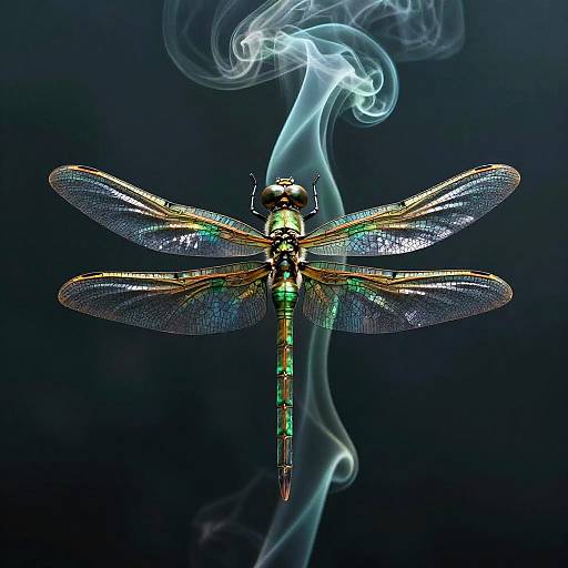 Emerald Dragonfly Smoke Art