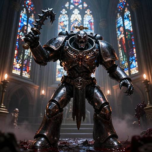 Warp-Tainted Chaos Marine in Blood Cathedral