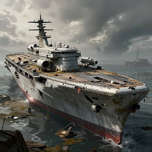 Post-Apocalyptic Dilapidated Aircraft Carrier