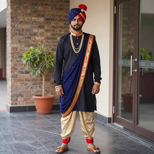 Indian Man in Traditional Punjabi Diwali Outfit