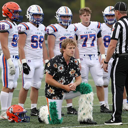 Focused Male Player on the Football Field