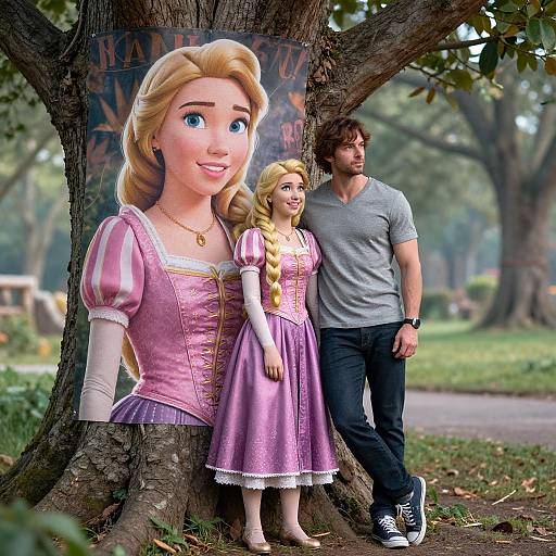 Realistic Flynn Rider and Rapunzel Scene