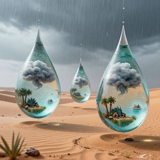 Sentient Raindrops with Miniature Ecosystems