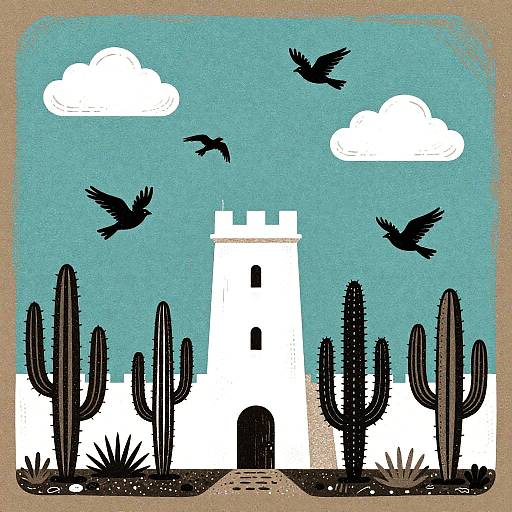 Vintage Style Desert Tower Illustration
