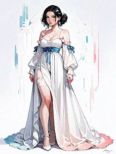 Elegant Woman in Ivory Lace Boho Dress