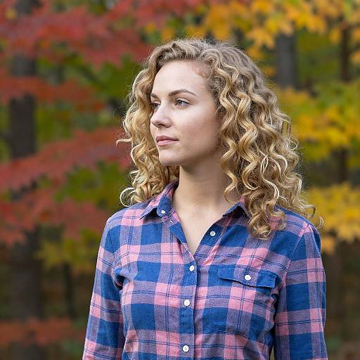 Blonde Woman in Autumn Forest Setting