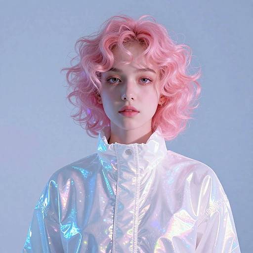 Dreamy Neon Portrait with Pastel Hair