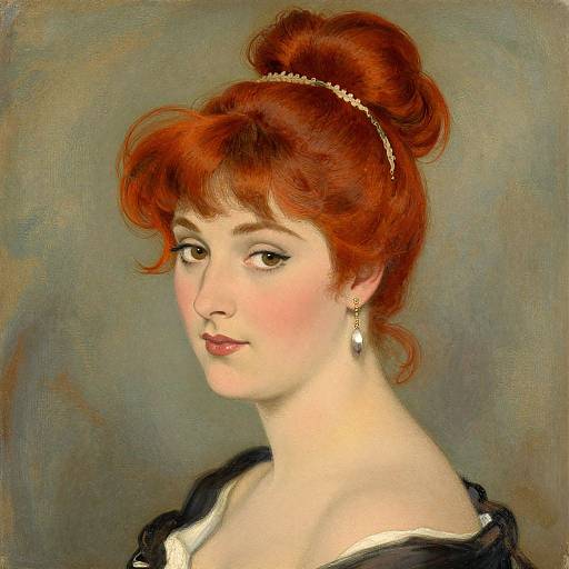 Classical Digital Portrait of Redhead Woman