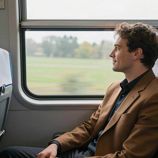 Man in Brown Suit on Train Journey