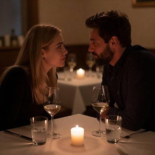 Candlelit Dinner Lovers' Intimate Gaze