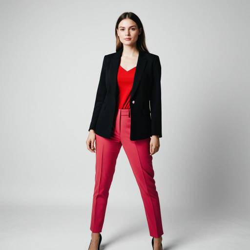 Confident Woman in Red and Black Fashion