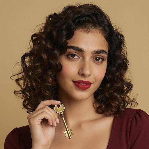 Confident Woman with Golden Key Portrait