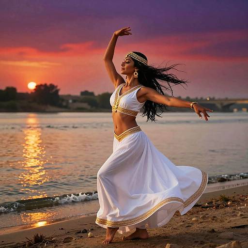 Muscular Egyptian Dancer by Nile at Dusk
