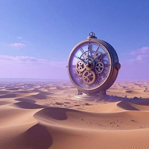 Surreal Giant Clock in Desert