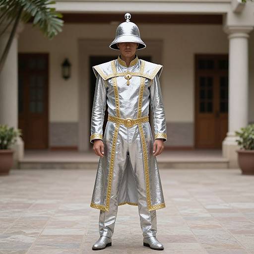 Silver Bell Costume in Courtyard